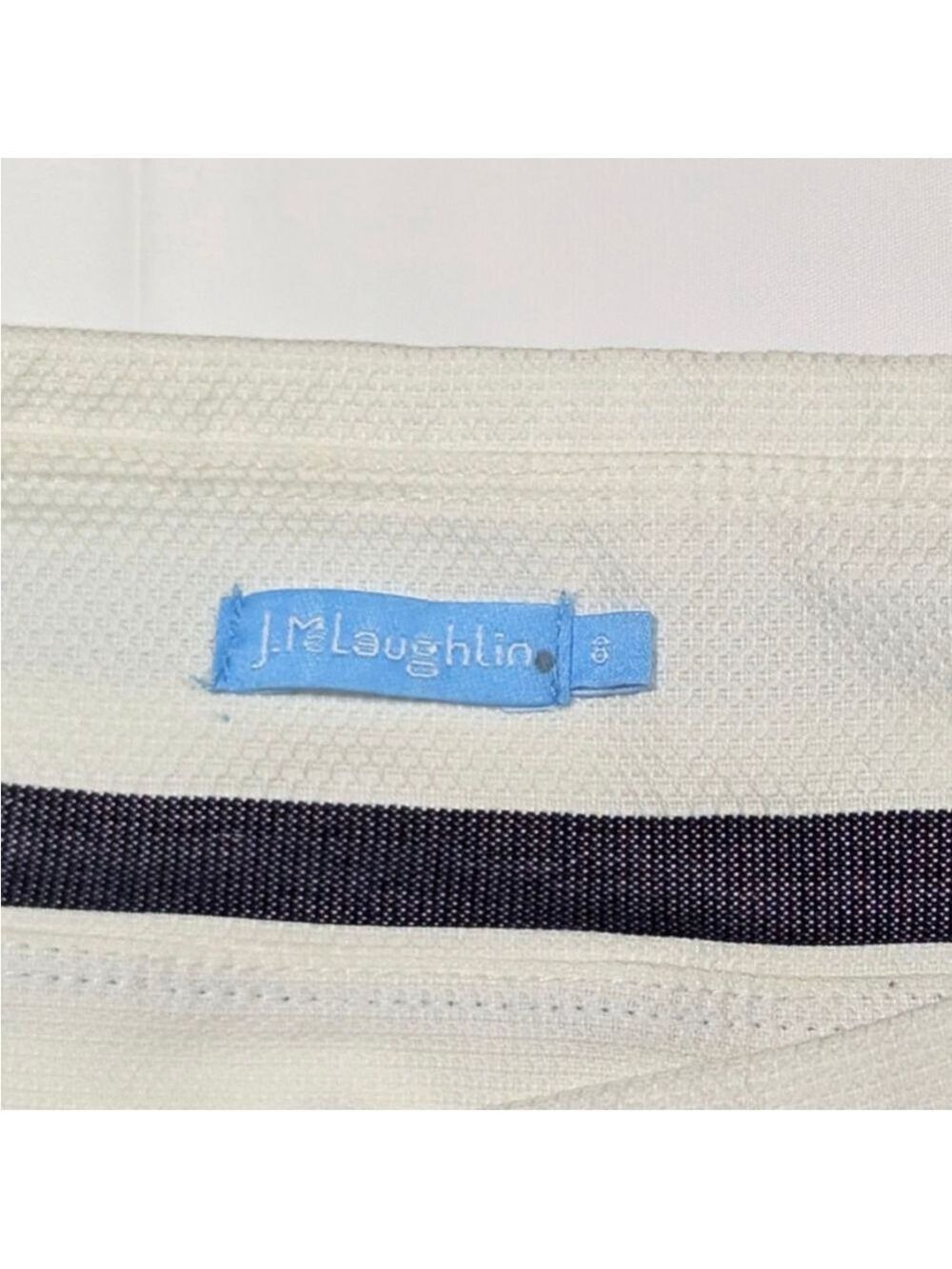 J McLaughlin Nautical Stripe Skirt White Navy Size 6 - Picture 3 of 3